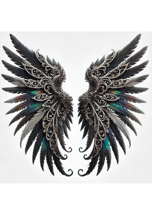 Sticker Sheet – Angel Wings With Blue Elements In Gothic Style Full Cat. No. 2398