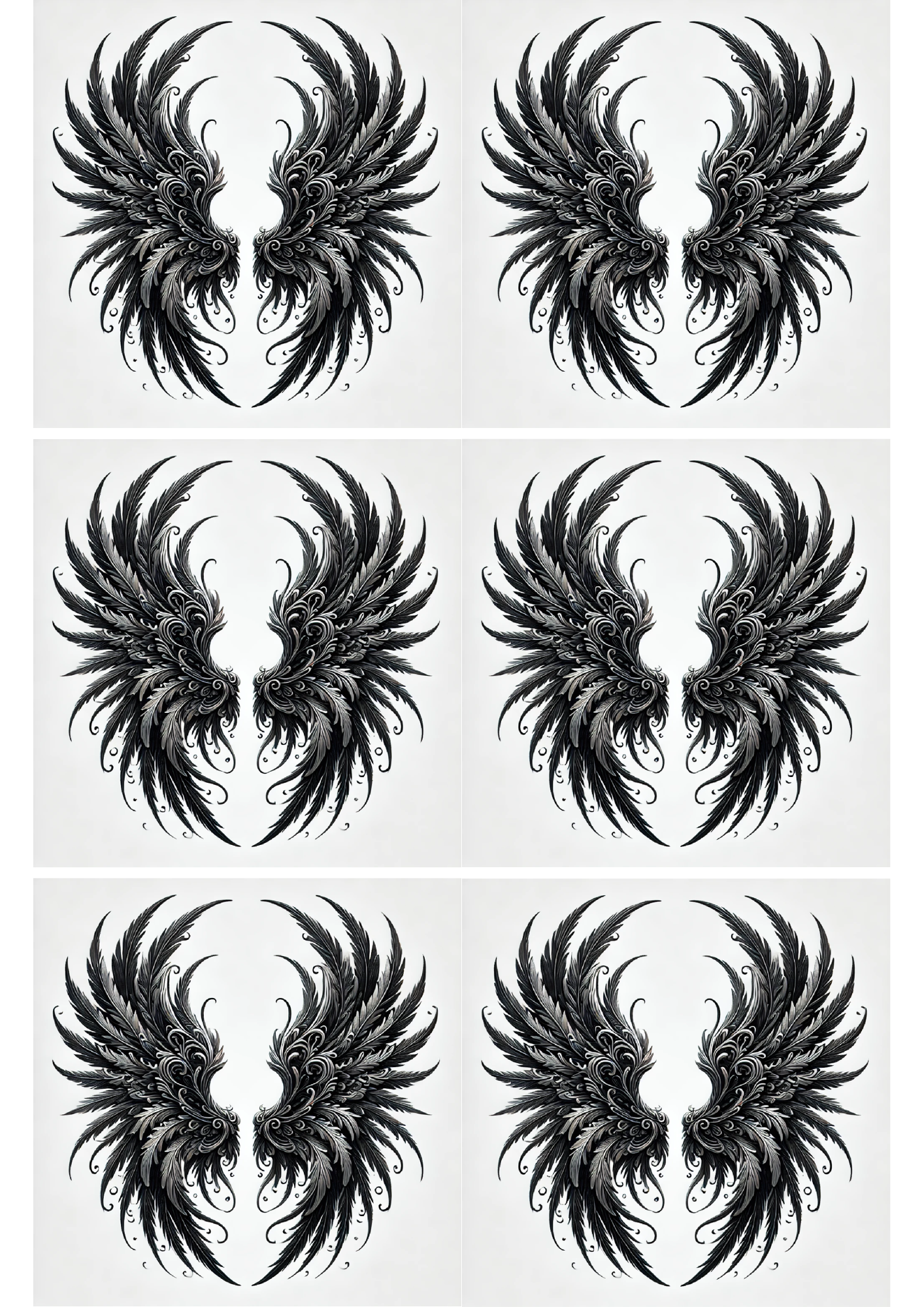 Sticker Sheet / Greeting Card – Angel Wings In Gothic Style Collage Cat. No. 2399