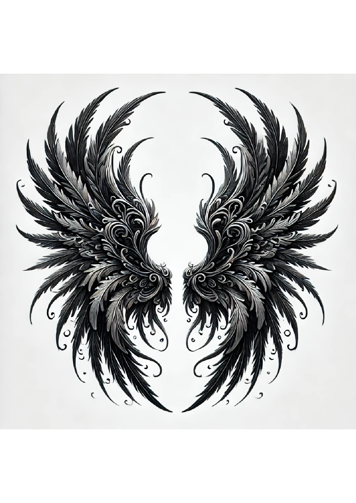 Sticker Sheet / Greeting Card – Angel Wings In Gothic Style Full Cat. No. 2400