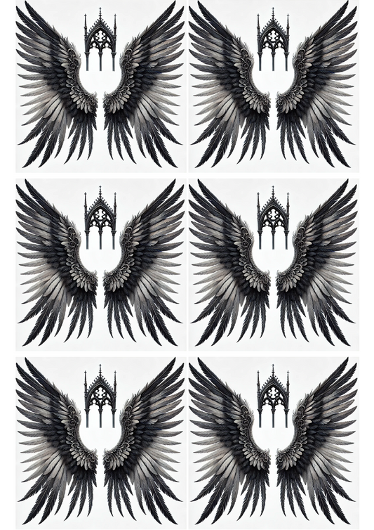 Sticker Sheet – Angel Wings And Small Gothic Portico Collage Cat. No. 2401
