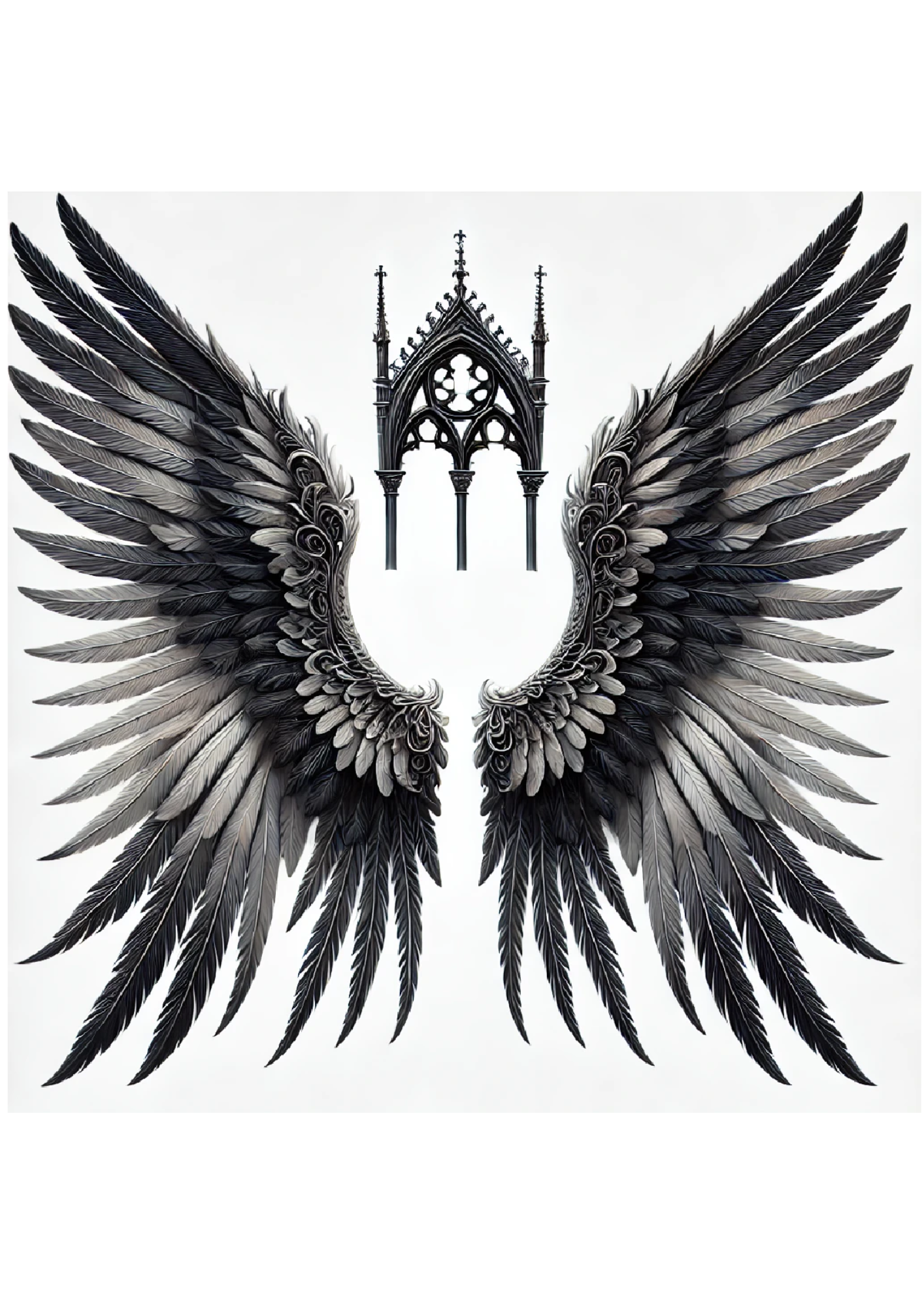 Sticker Sheet / Greeting Card – Angel Wings And Small Gothic Portico Full Cat. No. 2402