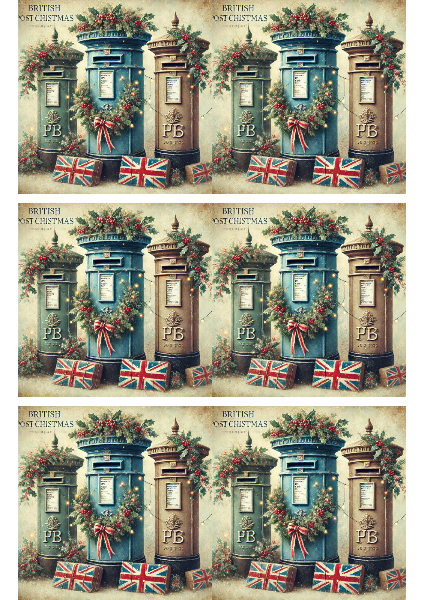 Sticker Sheet / Greeting Card – British Post Boxes 2 Collage Cat. No. 2897