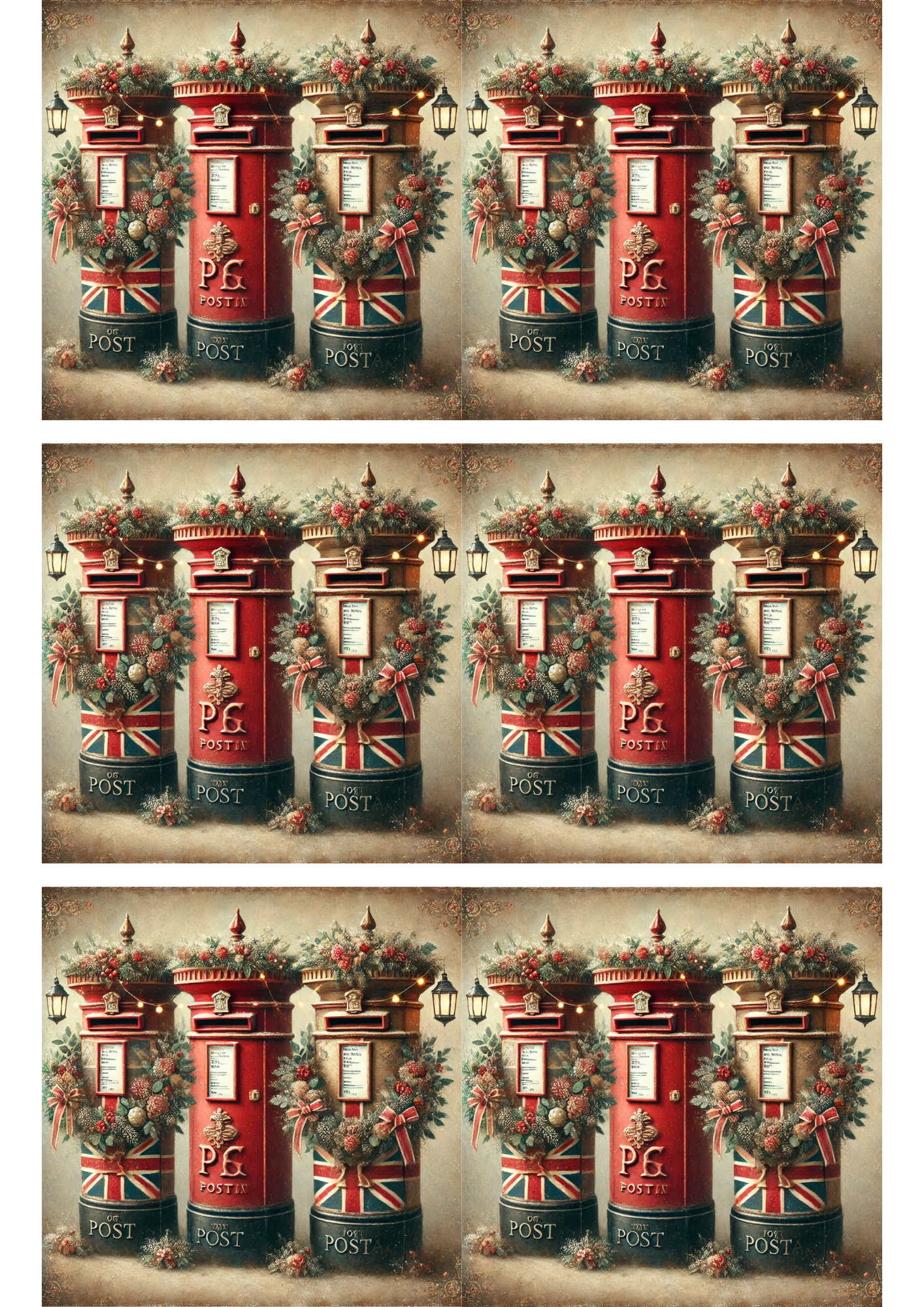 Sticker Sheet / Greeting Card – British Post Boxes Collage Cat. No. 2895
