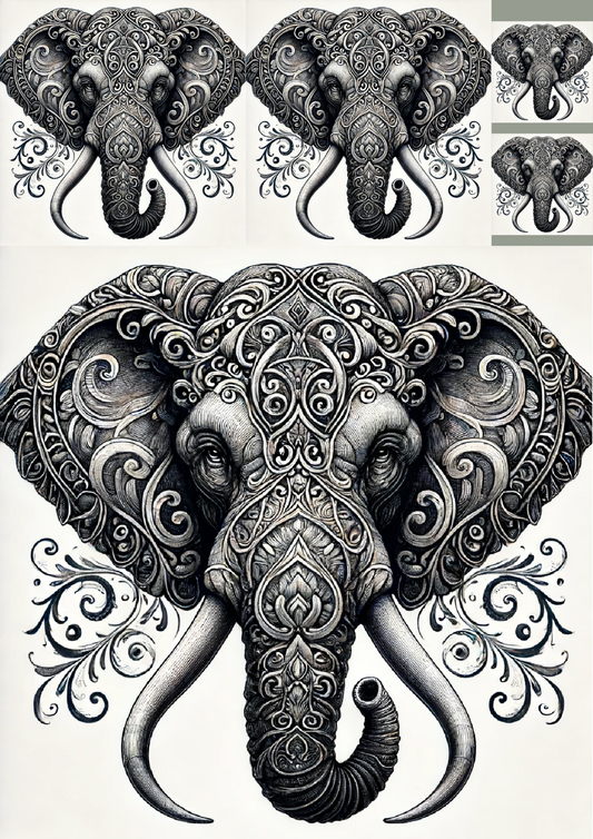 Sticker Sheet – Elephant In Gothic Style Collage Cat. No. 1234