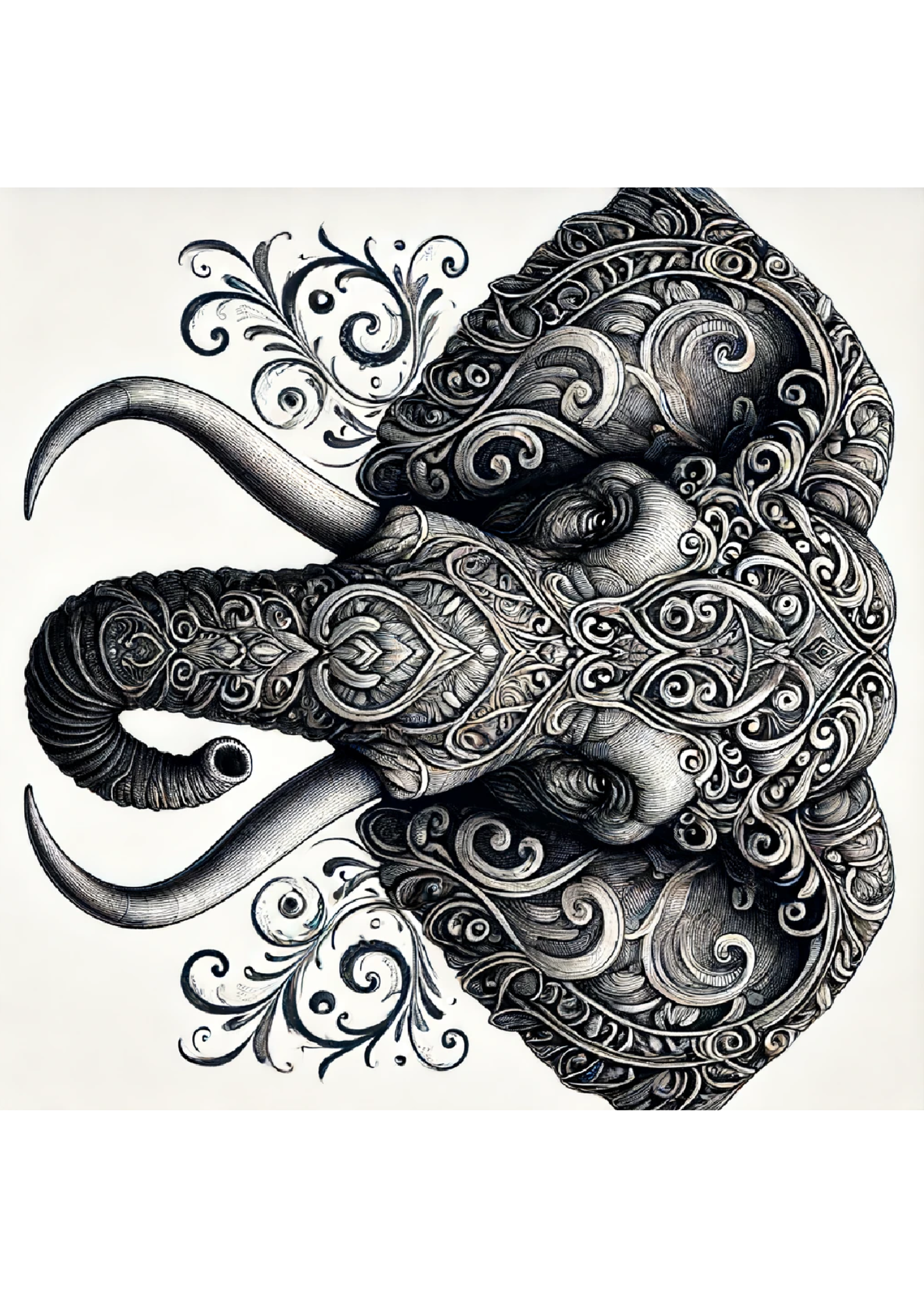 Sticker Sheet / Greeting Card – Elephant In Gothic Style Full Cat. No. 1235