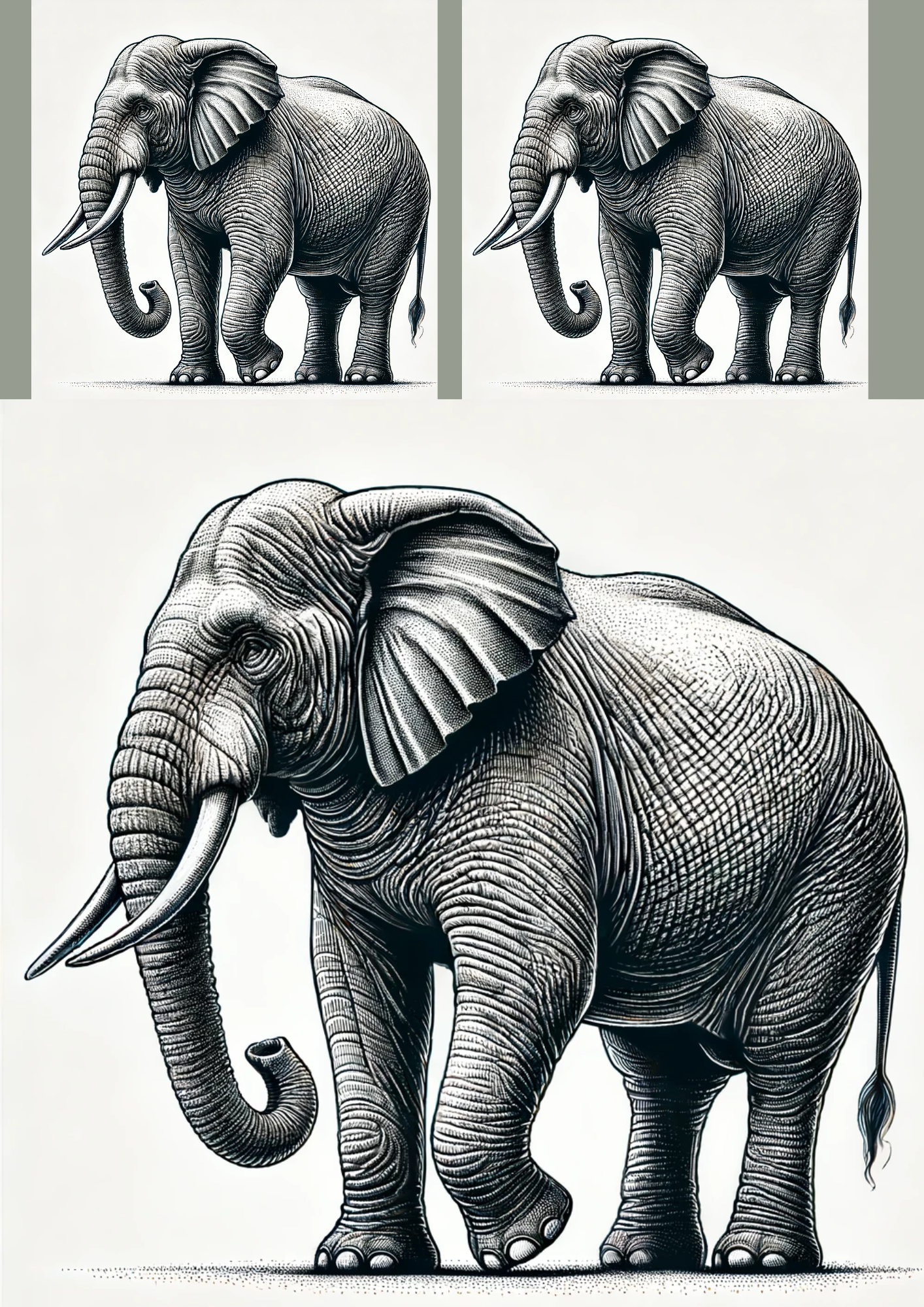 Sticker Sheet / Greeting Card – Indian Elephant Collage Cat. No. 1236