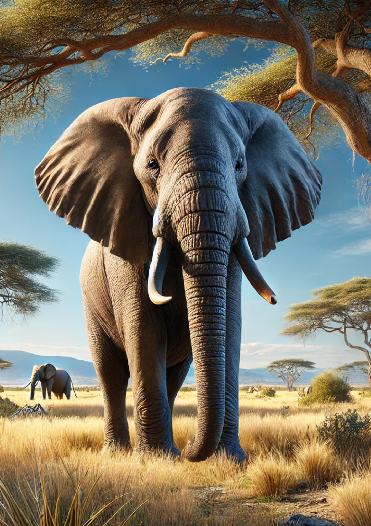 Sticker Sheet / Greeting Card – Elephant on the Savannah Full Cat. No. 1239