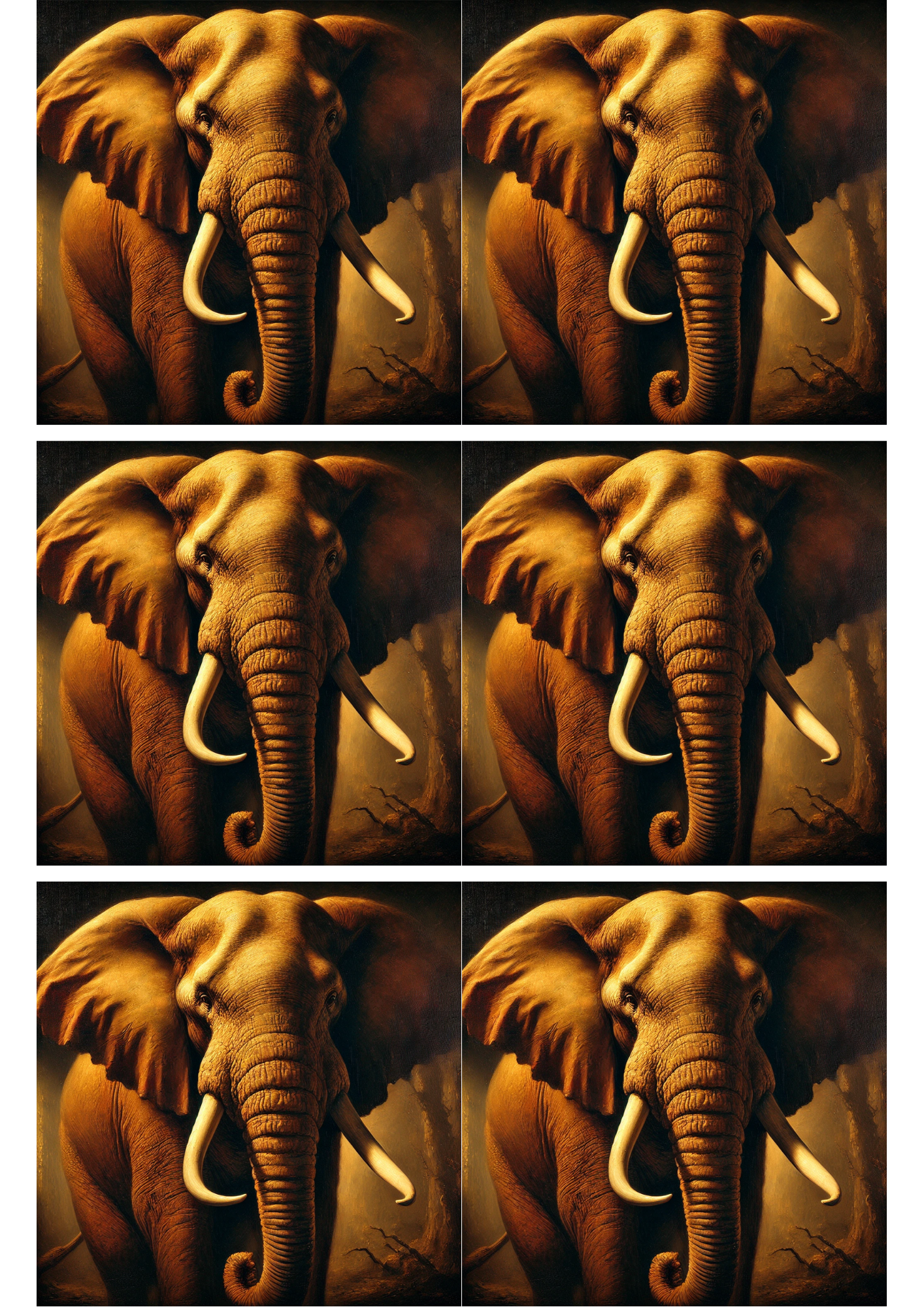 Sticker Sheet – Portrait of an Elephant in the Style of Rembrandt Collage Cat. No. 2451