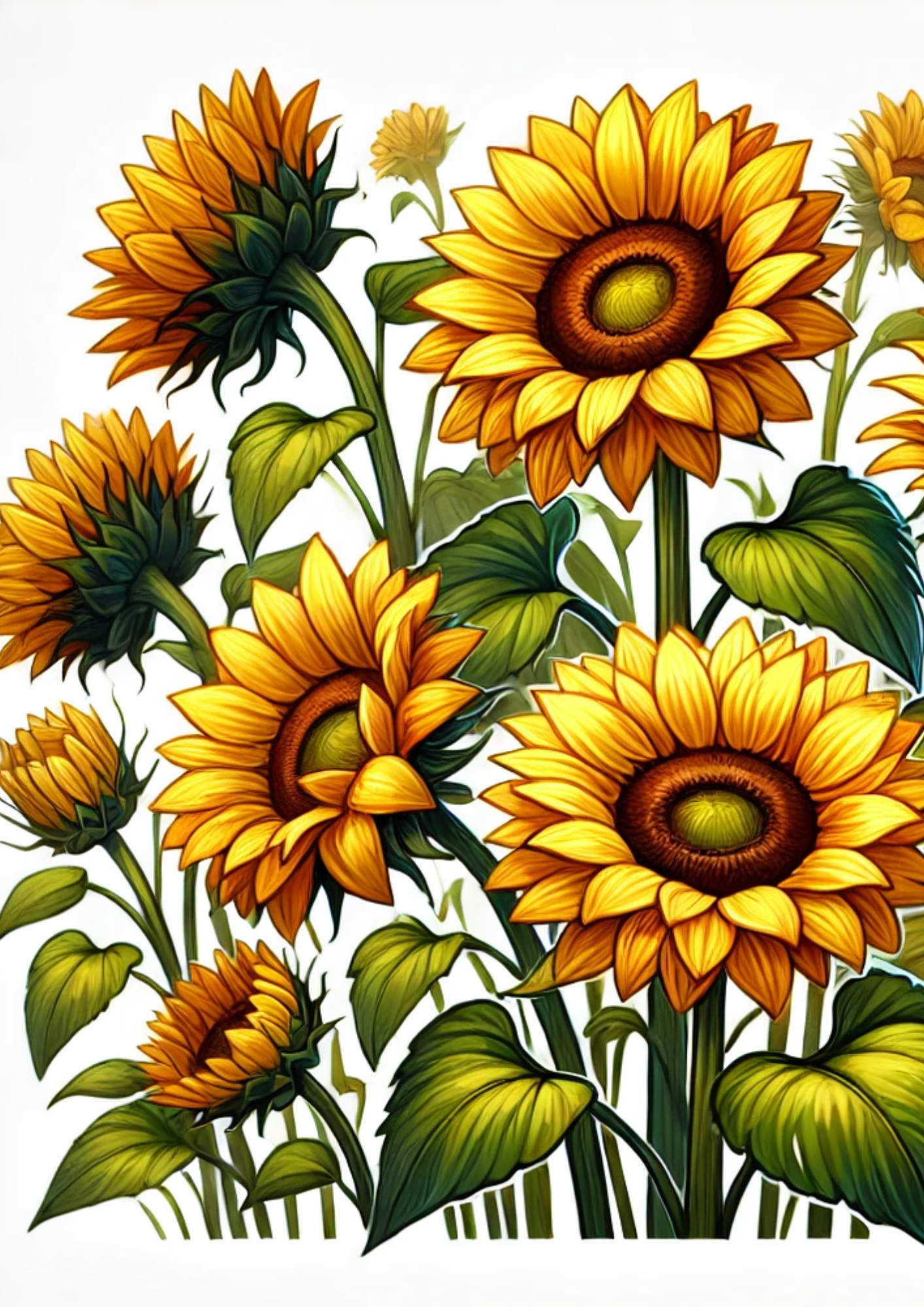Sticker Sheet / Greeting Card – Sunflowers 3 Full Cat. No. 2458
