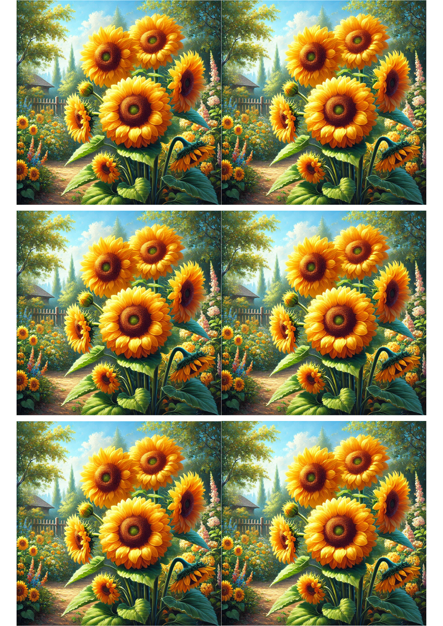 Sticker Sheet / Greeting Card – Sunflowers Collage Cat. No. 2453