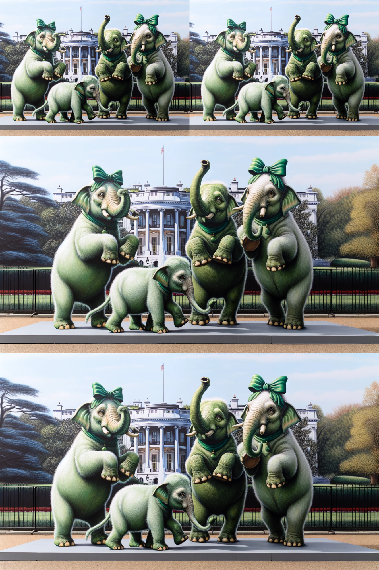 Sticker Sheet Elephants Dancing on the Background of the White House Collage Cat. No. 286