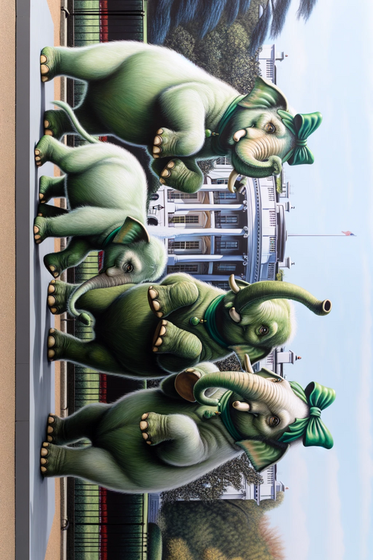 Sticker Sheet – Elephants Dancing On The Background Of The White House Full Cat. No. 287