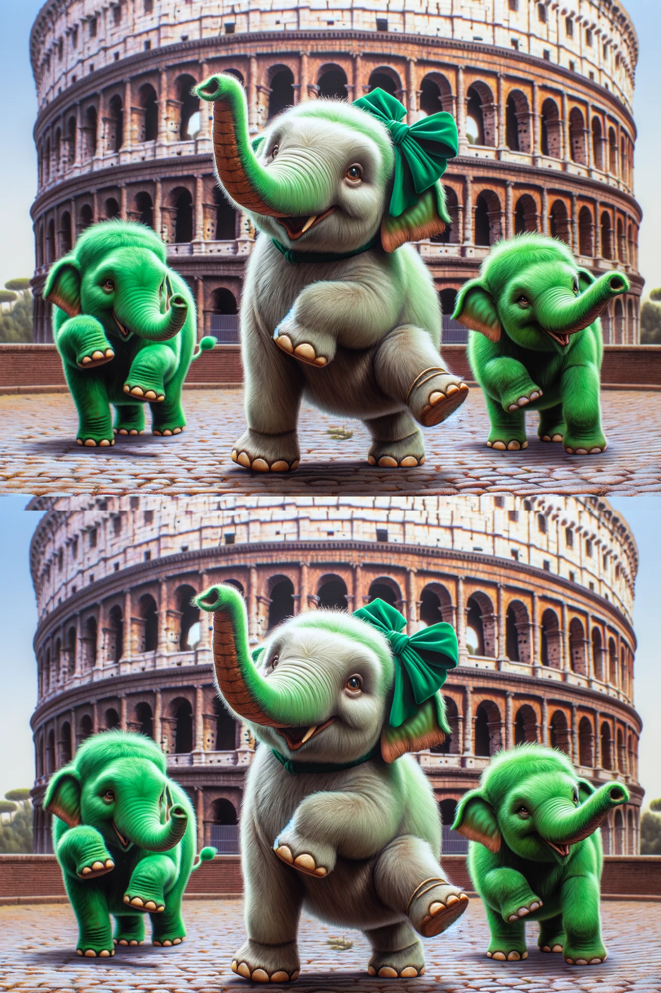 Sticker Sheet – Elephants Dancing On The Background Of The Colosseum Collage Cat. No. 292