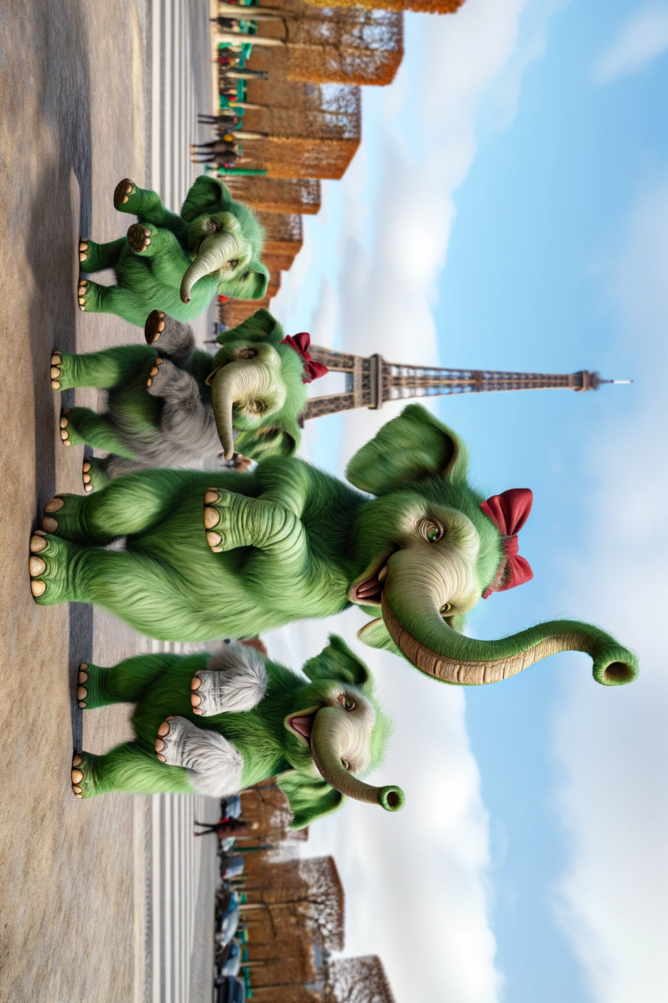 Sticker Sheet Elephants Dancing on the Eiffel Tower Background Full Cat. No. 299