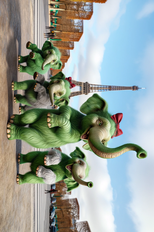 Sticker Sheet Elephants Dancing on the Eiffel Tower Background Full Cat. No. 299