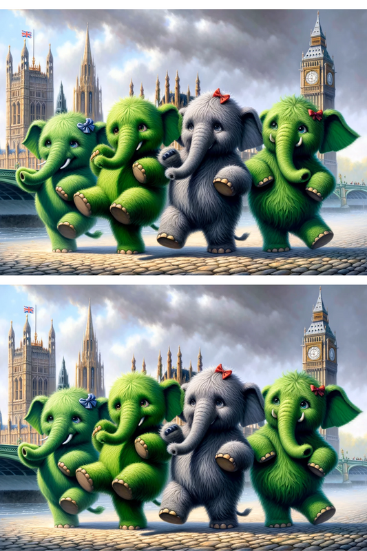 Sticker Sheet – Elephants on the background of Big Ben Collage Cat. No. 307