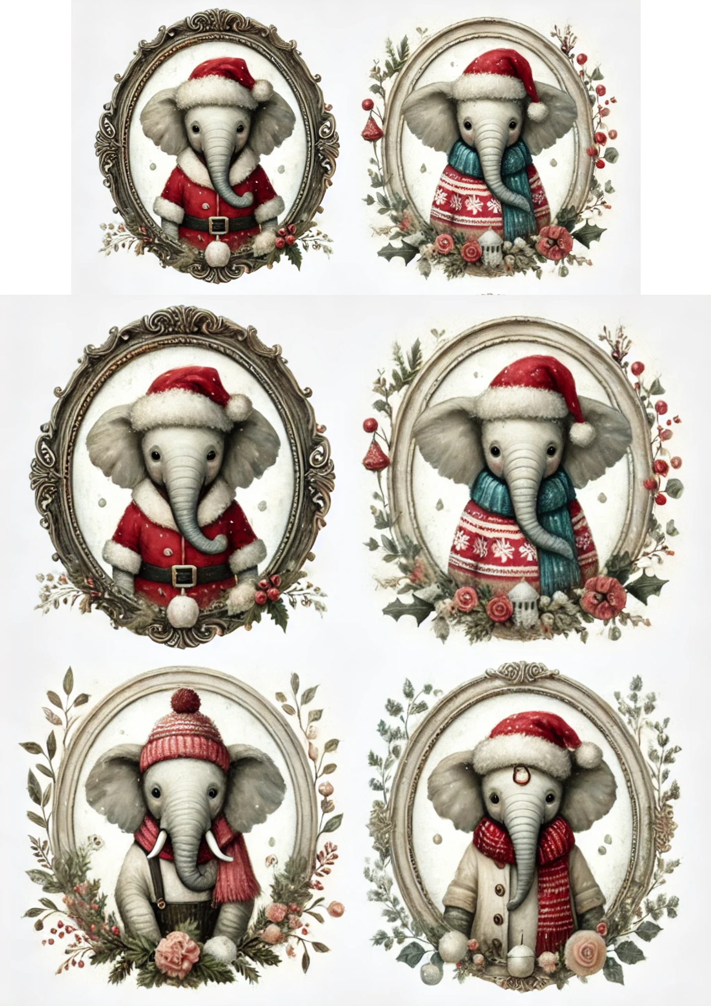 Sticker Sheet / Greeting Card – Elephants In Ovals Full Cat. No. 3156