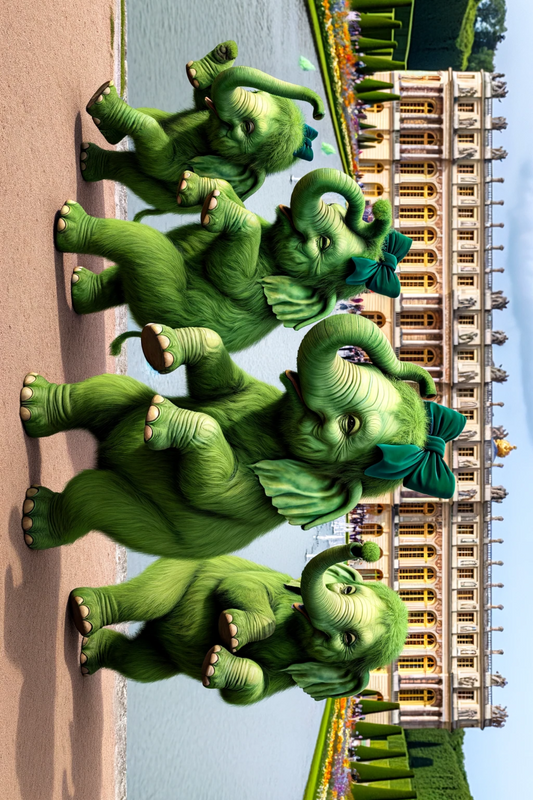 Klistremerkeark – Elefanter på bakgrunn av Versailles, full kat. nr. 314