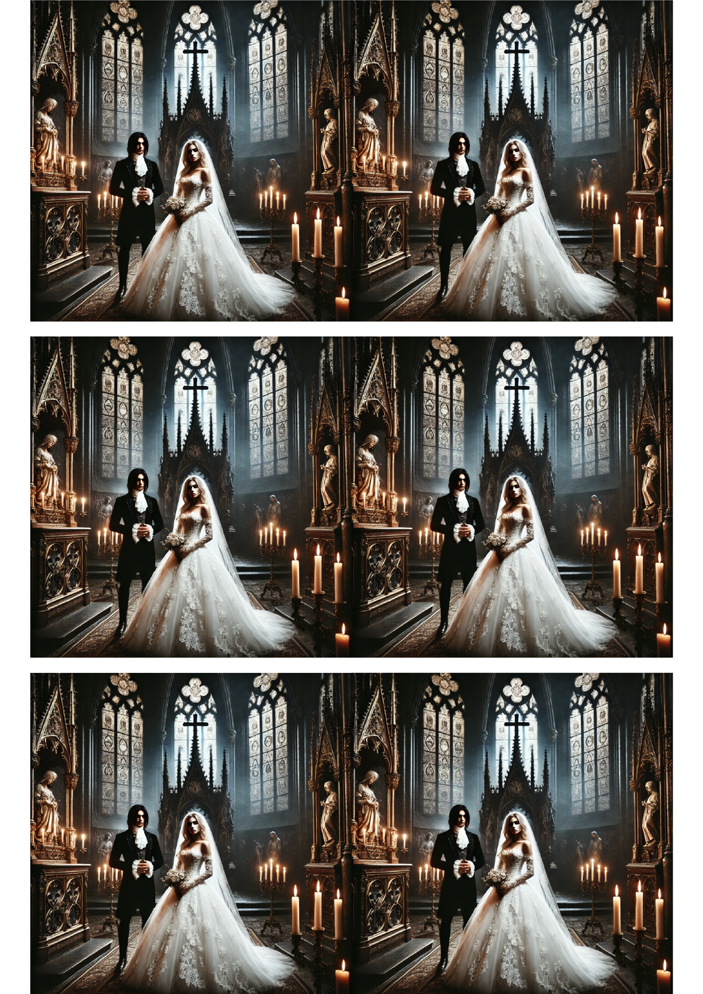 Sticker Sheet / Greeting Card – Wedding In Gothic Style Collage Cat. No. 2787