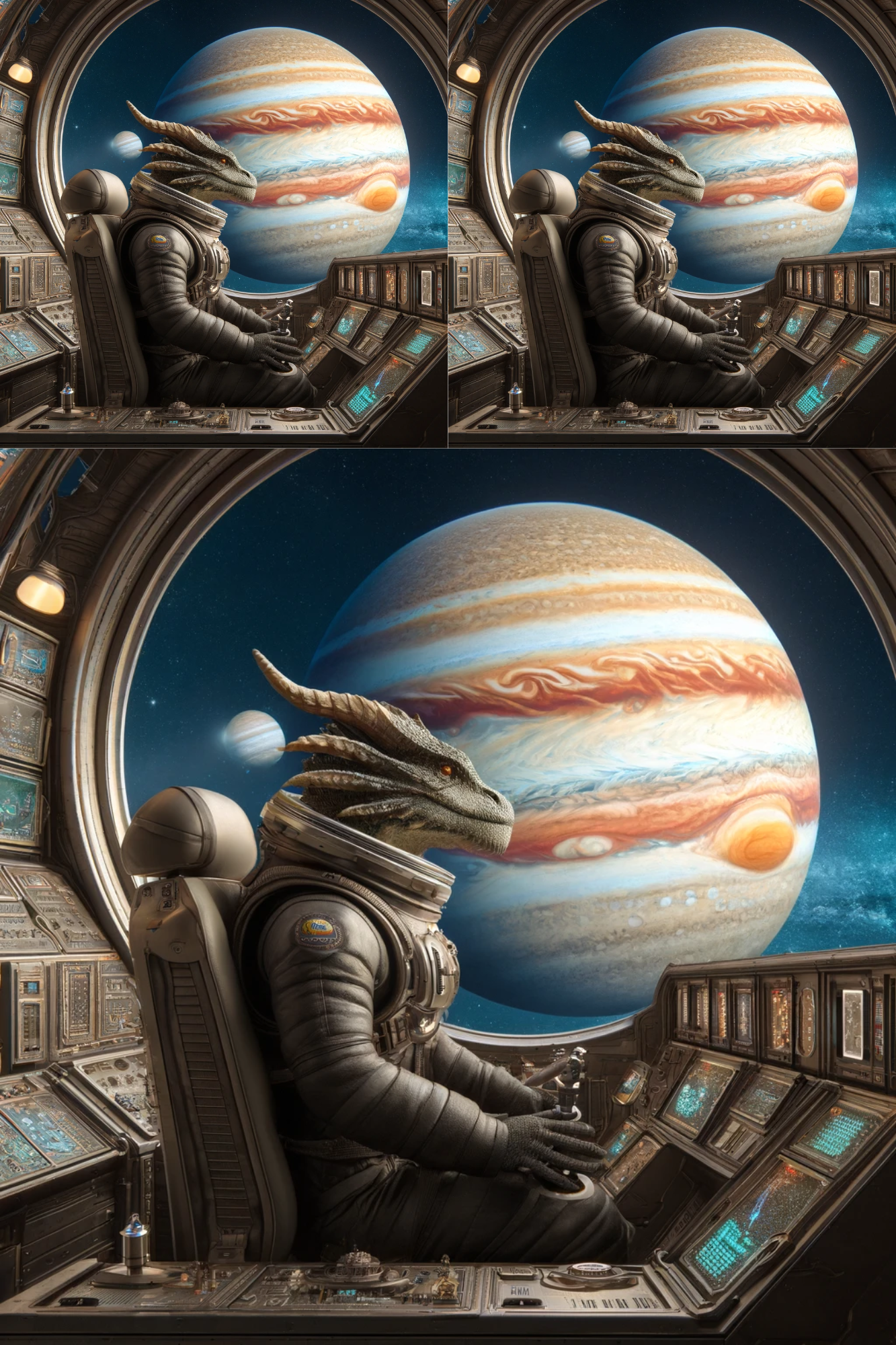 Sticker Sheet / Greeting Card – Dragon on the background of Jupiter, Cat. No. 319