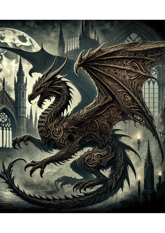 Sticker Sheet Welsh Dragon In Gothic Style Full Cat. No. 1689