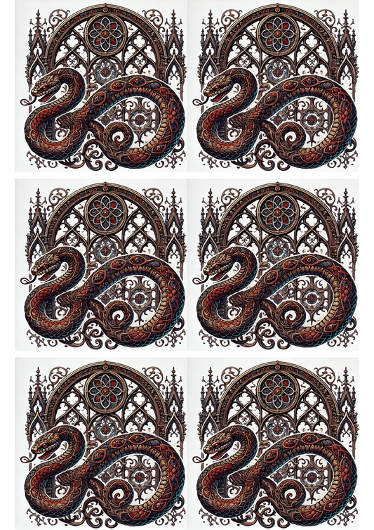 Sticker Sheet – Snake In Gothic Style Collage Cat. No. 2459