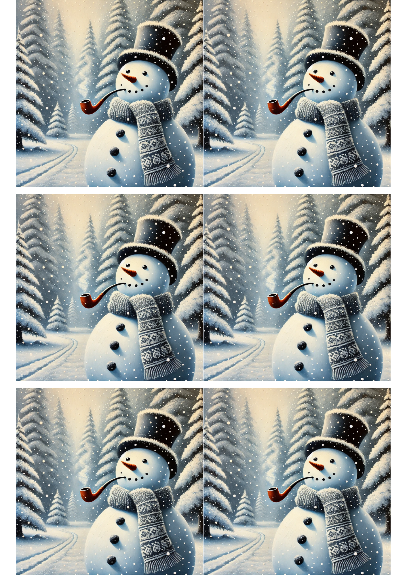 Sticker Sheet / Greeting Card – Snowman With Pipe Collage Cat. No. 2463