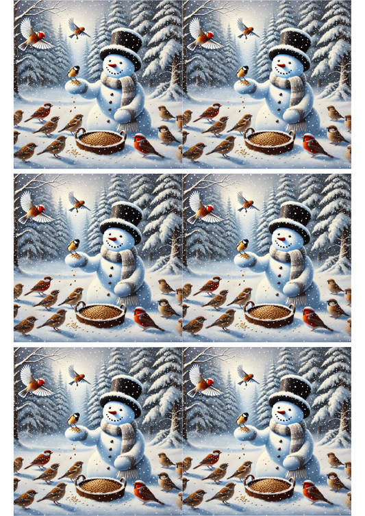 Sticker Sheet – Snowman Feeds Birds Collage Cat. No. 2461