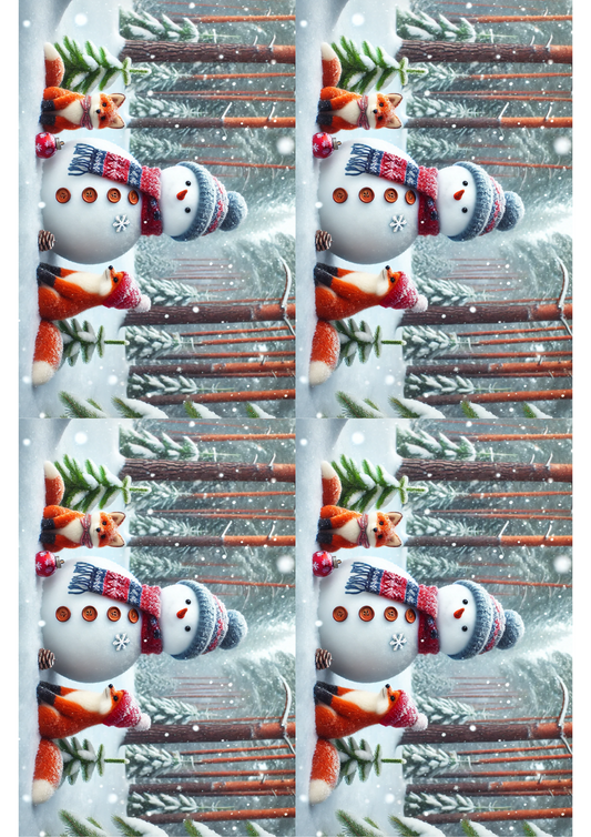 Sticker Sheet – Snowman and Foxes Collage Cat. No. 2467