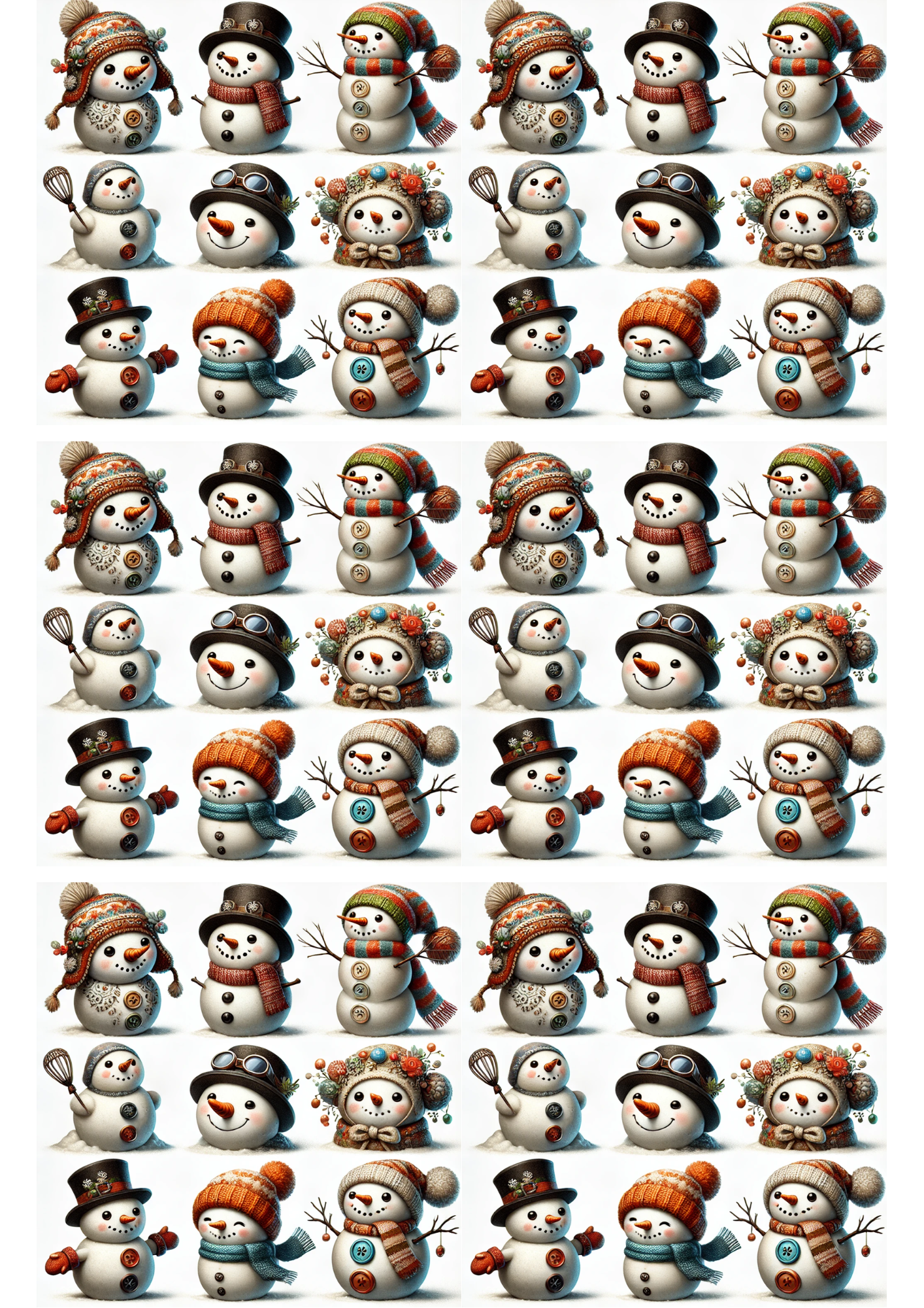 Sticker Sheet / Greeting Card – Snowmen Various 2 Collage Cat. No. 2475