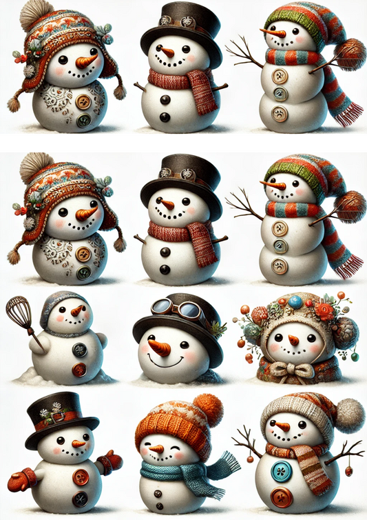 Sticker Sheet – Snowmen Various 2 Full Cat. No. 2476