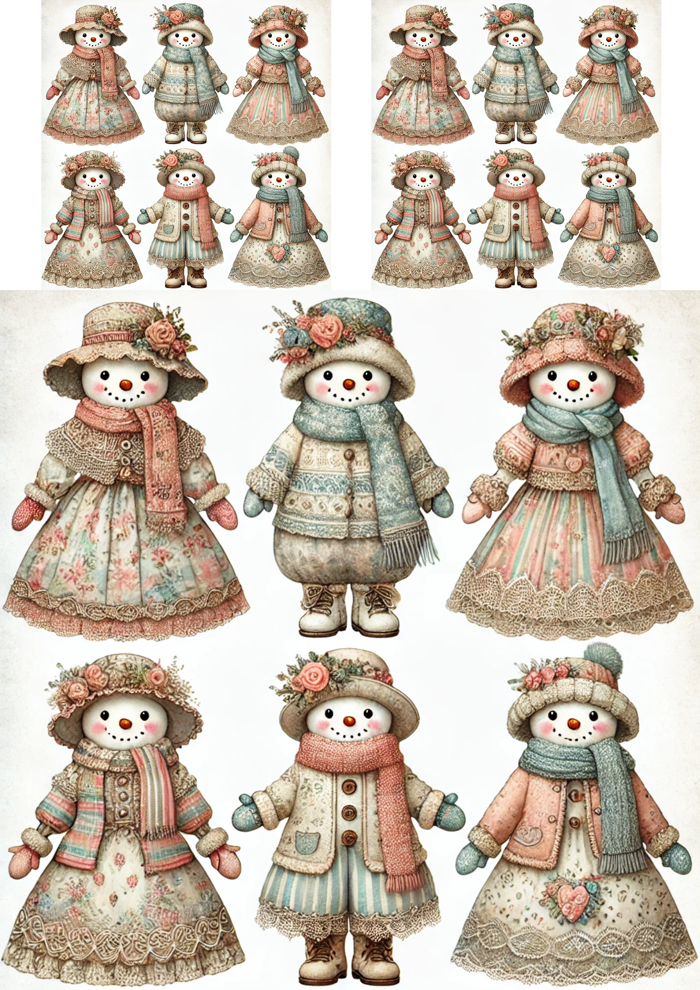 Sticker Sheet / Greeting Card – Snowmen Various Full Cat. No. 2474
