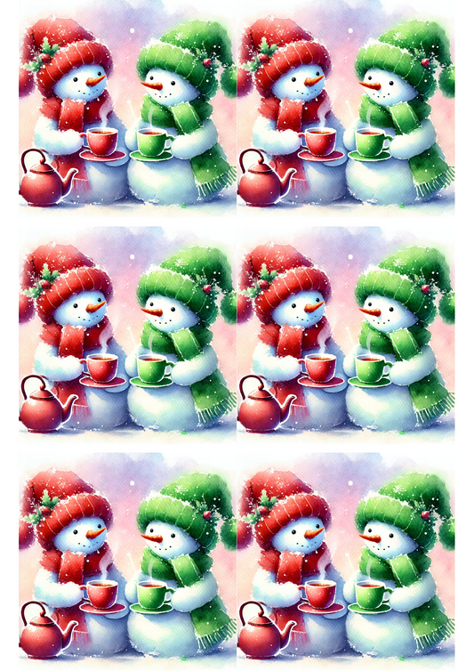 Sticker Sheet – Snowmen Pastel Colors Collage Cat. No. 2471