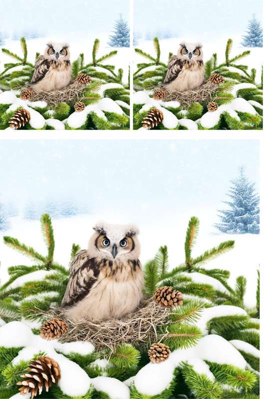 Sticker Sheet – Owl In The Nest On The Fir Tree 2 Collage Cat No. 793