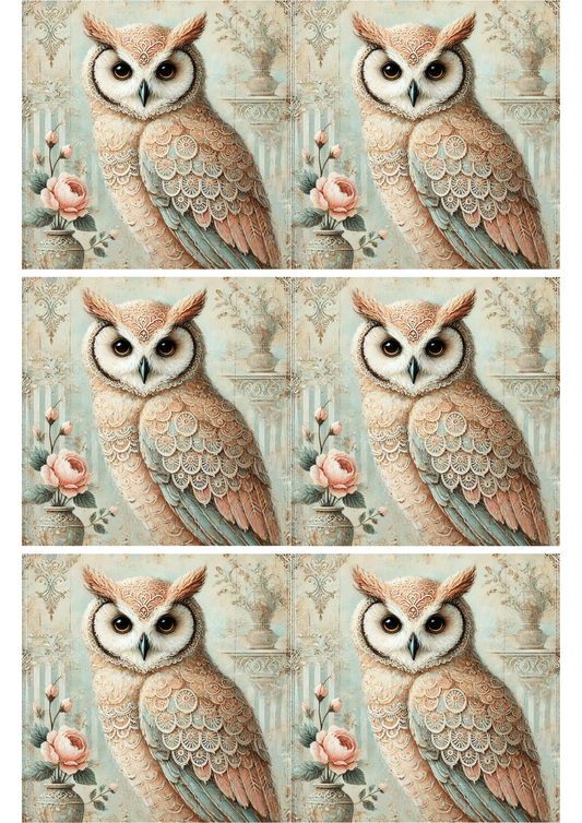 Sticker Sheet – Owl Shabby Chic Collage Cat. No. 2479