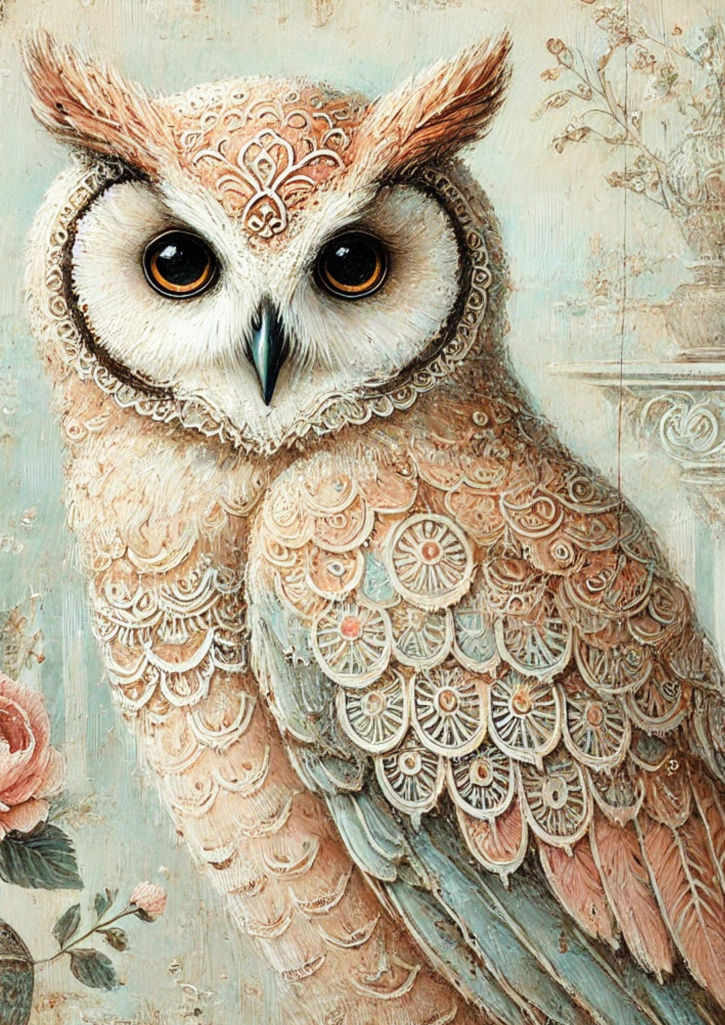 Sticker Sheet / Greeting Card – Owl Shabby Chic Full Cat. No. 2480