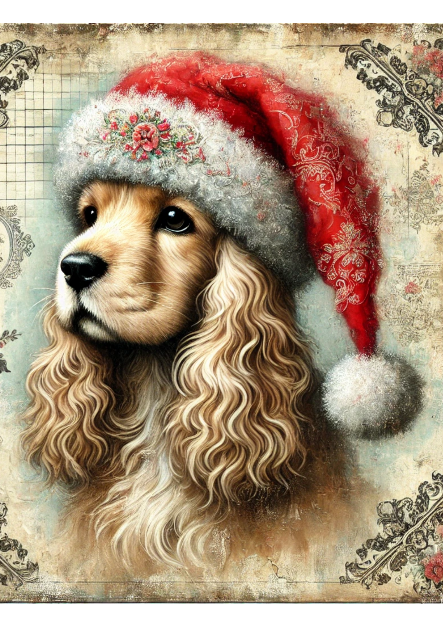 Sticker Sheet / Greeting Card – Cocker Spaniel Shabby Chic Full Cat. No. 2482