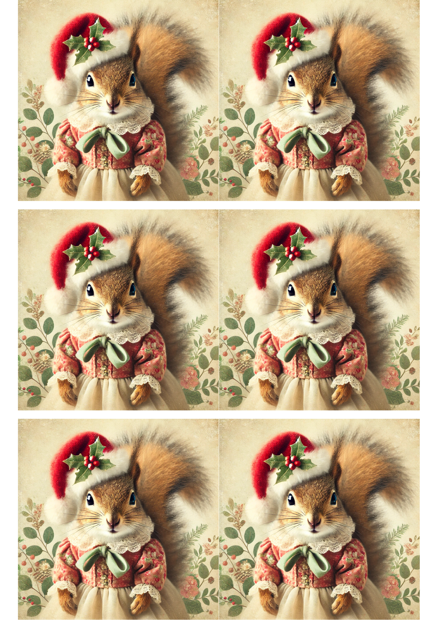 Sticker Sheet / Greeting Card – Squirrel In Christmas Collage Cat. No. 2899