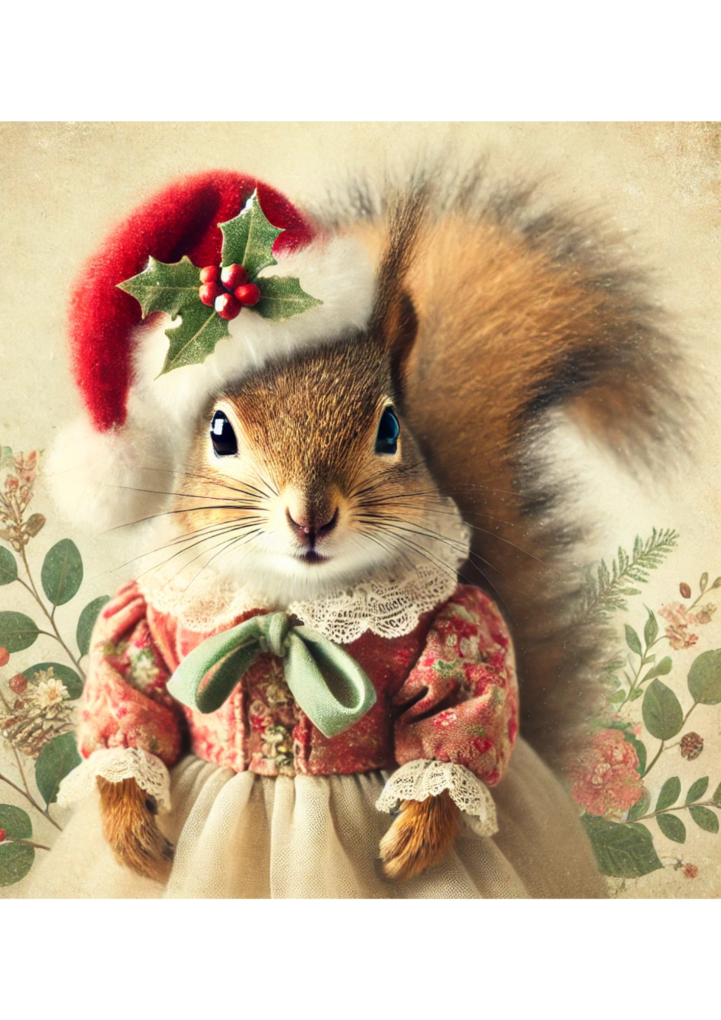 Sticker Sheet / Greeting Card – Squirrel In Christmas Full Cat. No. 2900