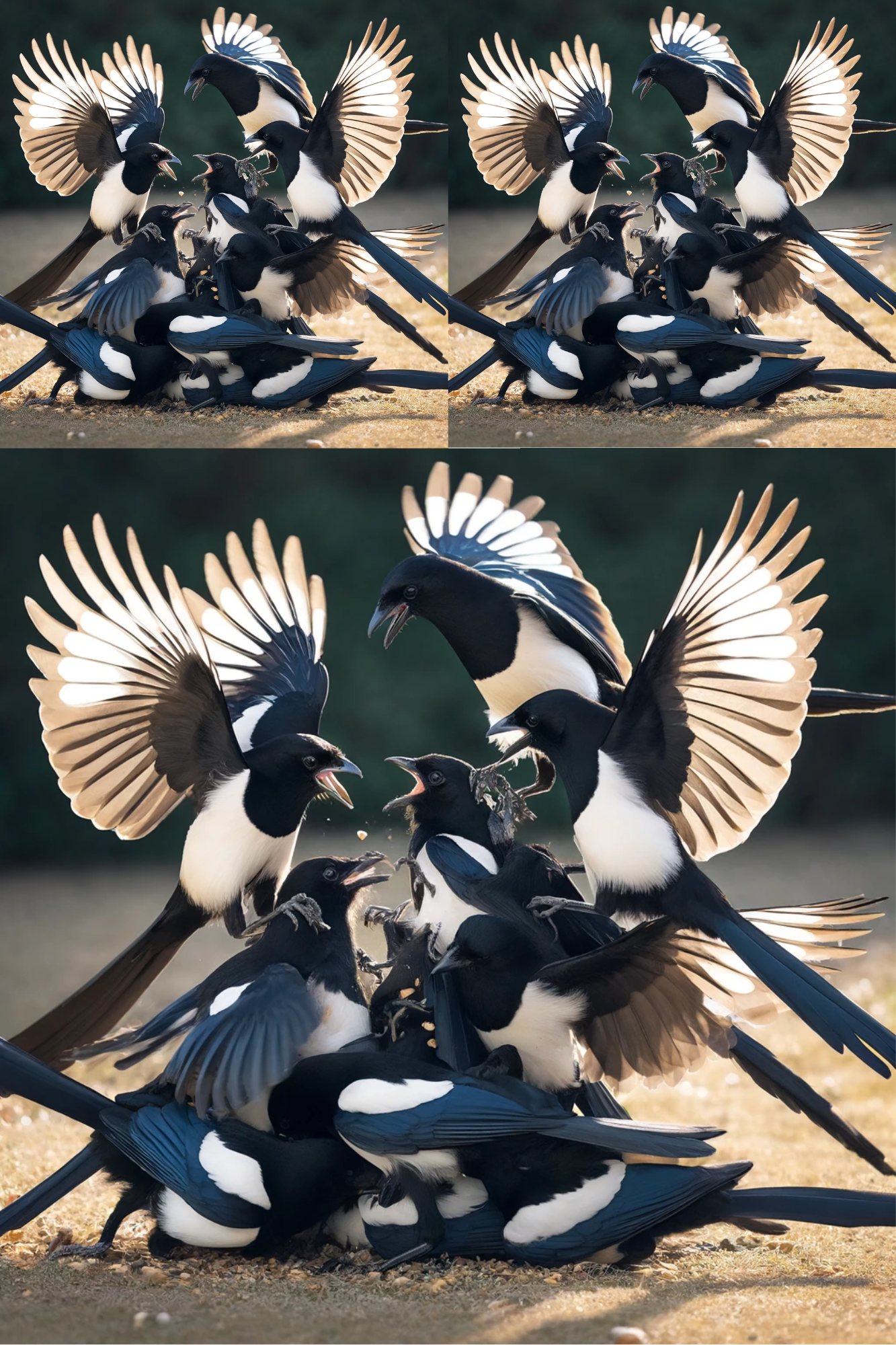 Sticker Sheet / Greeting Card – Magpies Fight For Meal Collage Cat No. 837