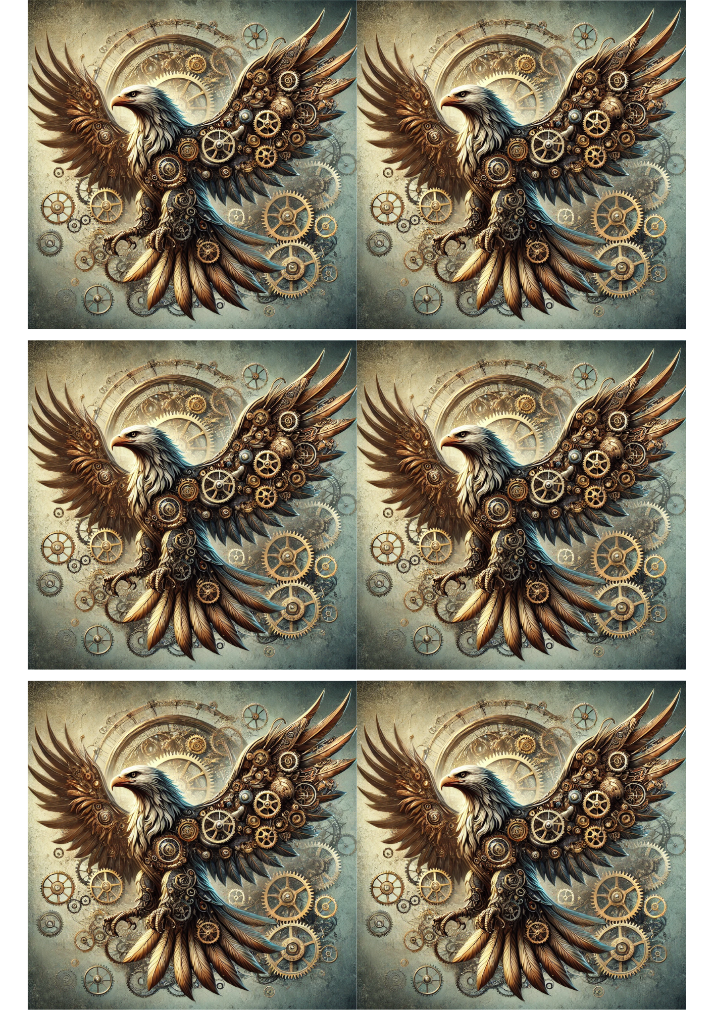 Sticker Sheet / Greeting Card – Eagle Steampunk Collage Cat. No. 2901