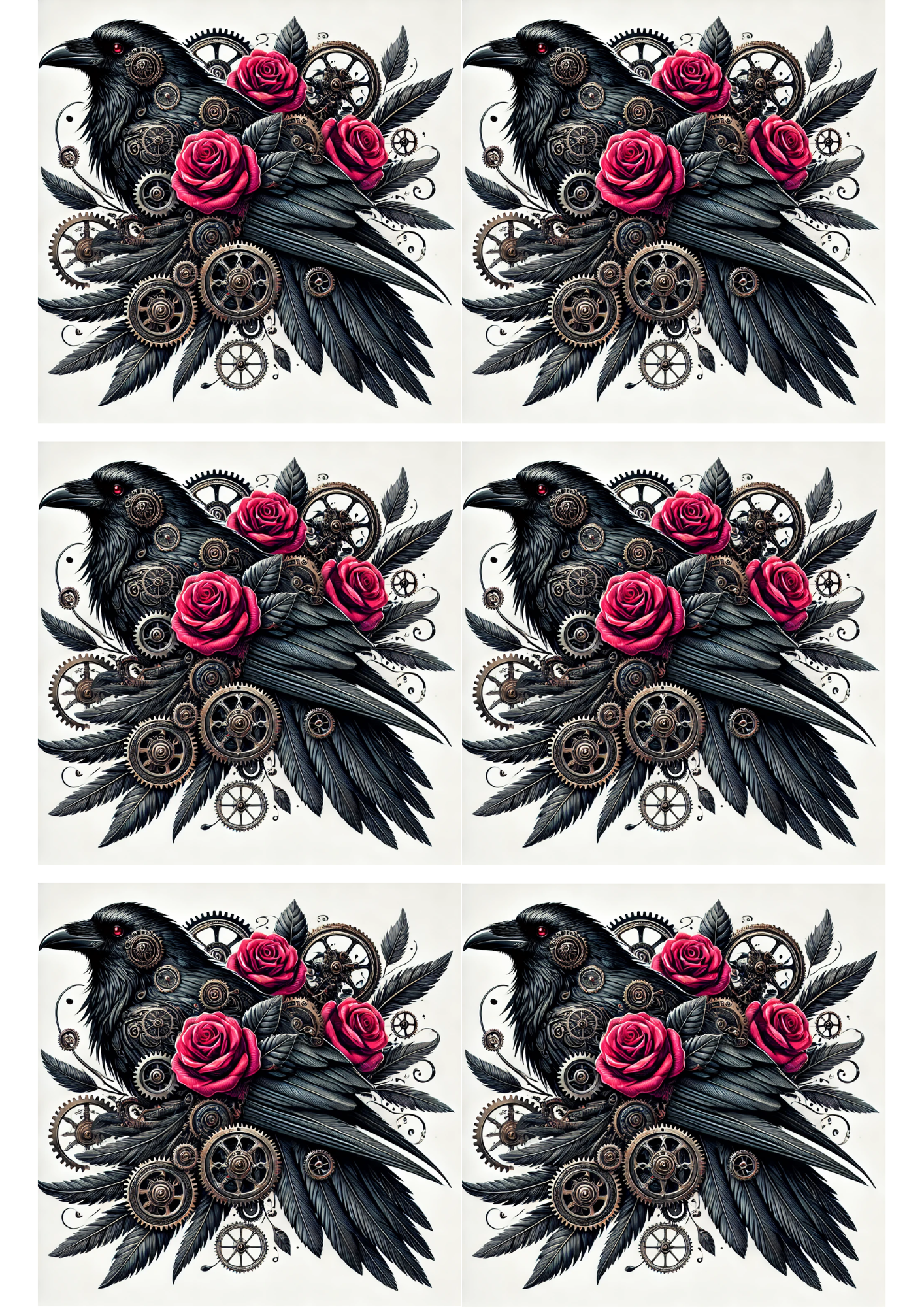 Sticker Sheet / Greeting Card – Raven Steampunk Collage Cat. No. 2903