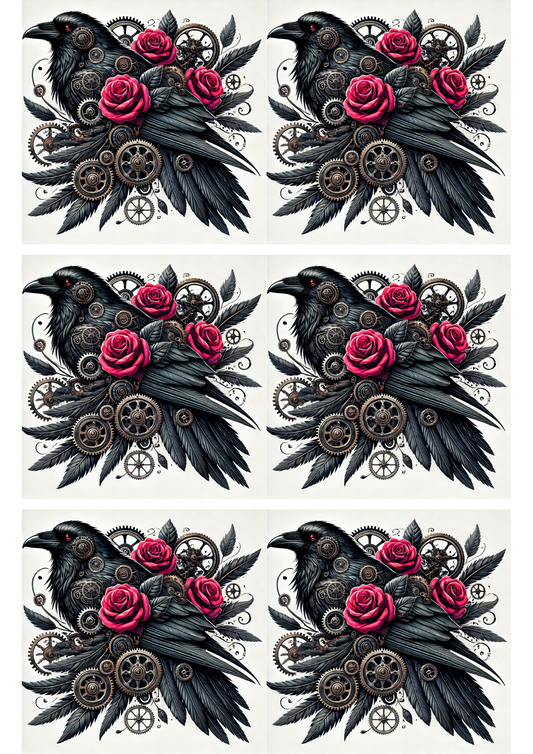 Sticker Sheet – Raven Steampunk Collage Cat. No. 2903