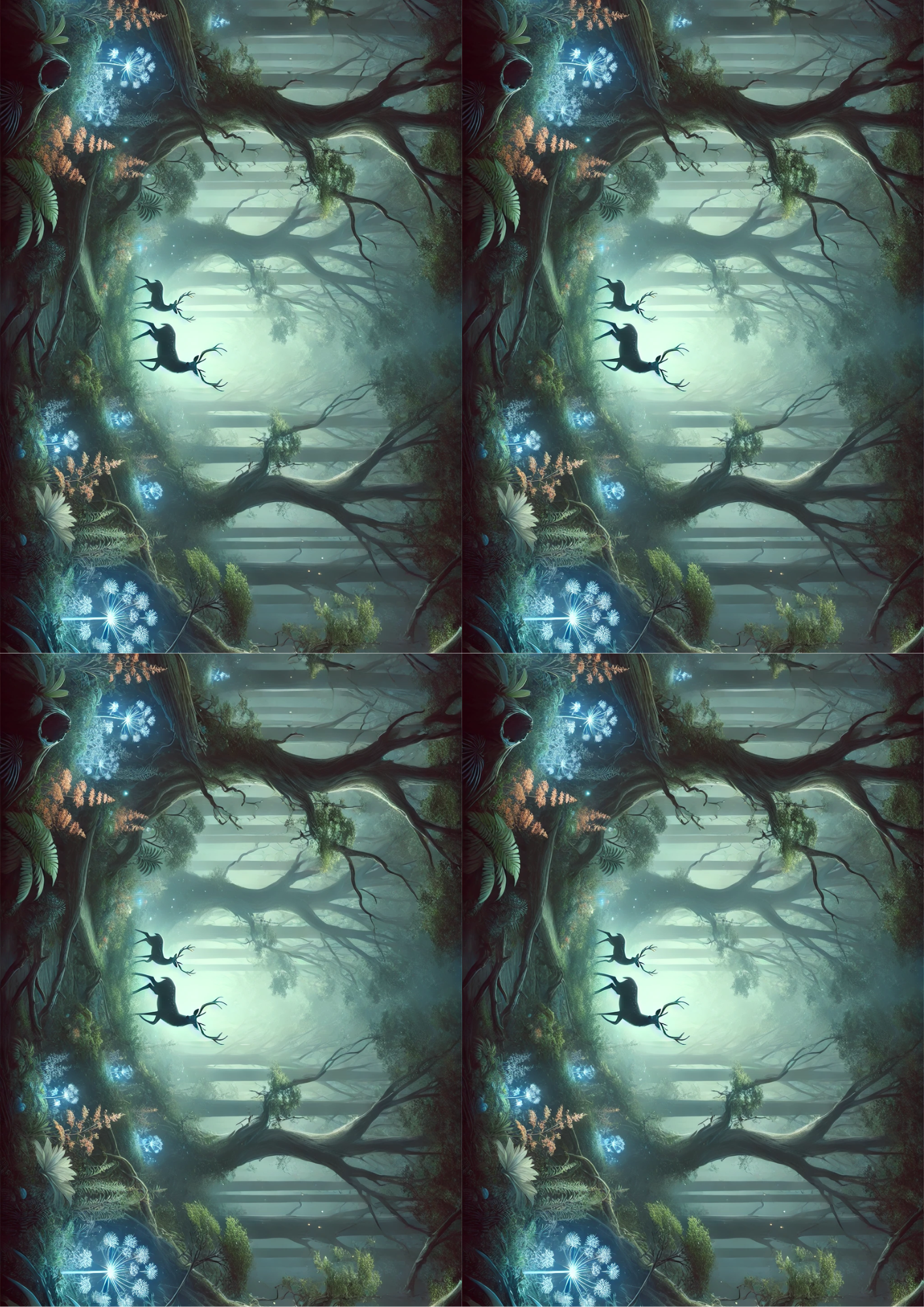 Sticker Sheet / Greeting Card – Stag Secret Forest Collage Cat. No. 2491