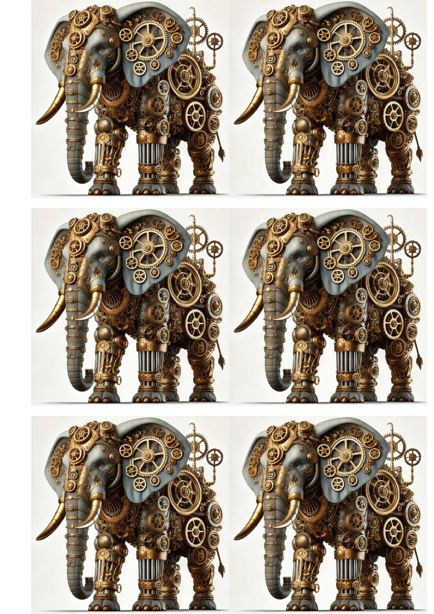 Sticker Sheet / Greeting Card – Elephant Steampunk Collage Cat. No. 2905