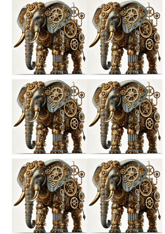 Sticker Sheet – Elephant Steampunk Collage Cat. No. 2905