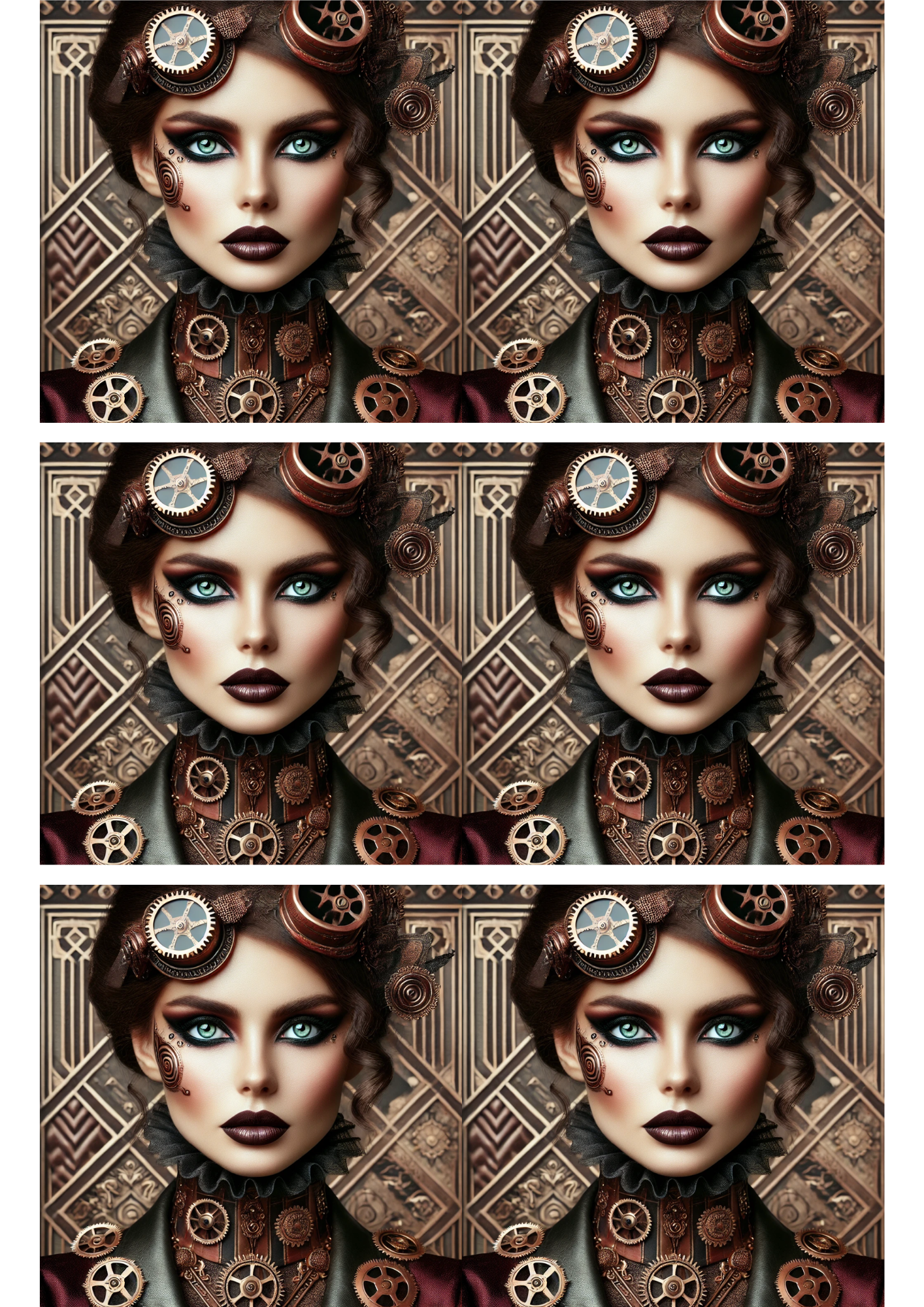 Sticker Sheet / Greeting Card – Steampunk Woman Collage Cat. No. 3159