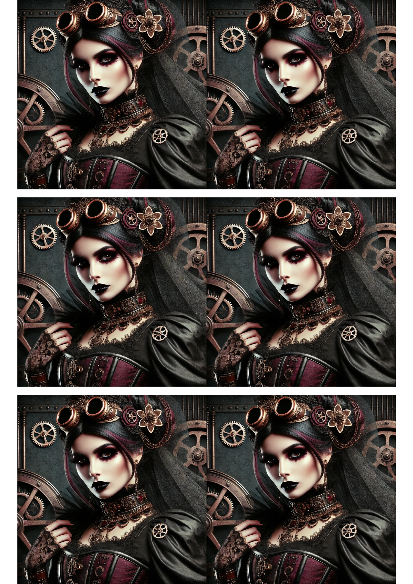 Sticker Sheet / Greeting Card – Steampunk Woman 2 Collage Cat. No. 3161