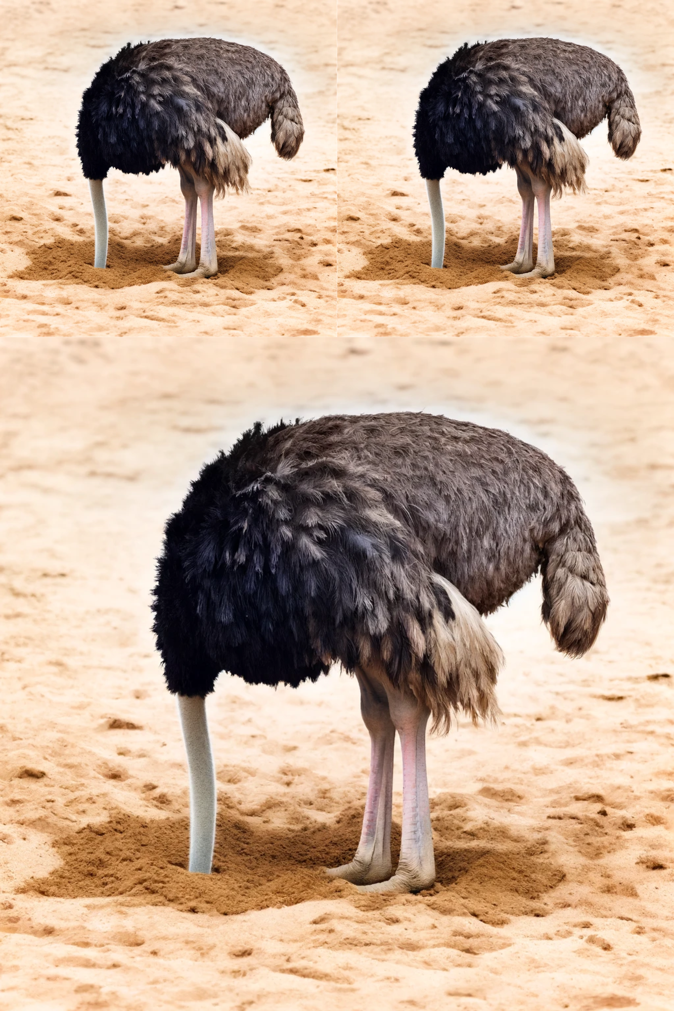 Sticker Sheet / Greeting Card – Ostrich with head in the sand, Cat. No. 328