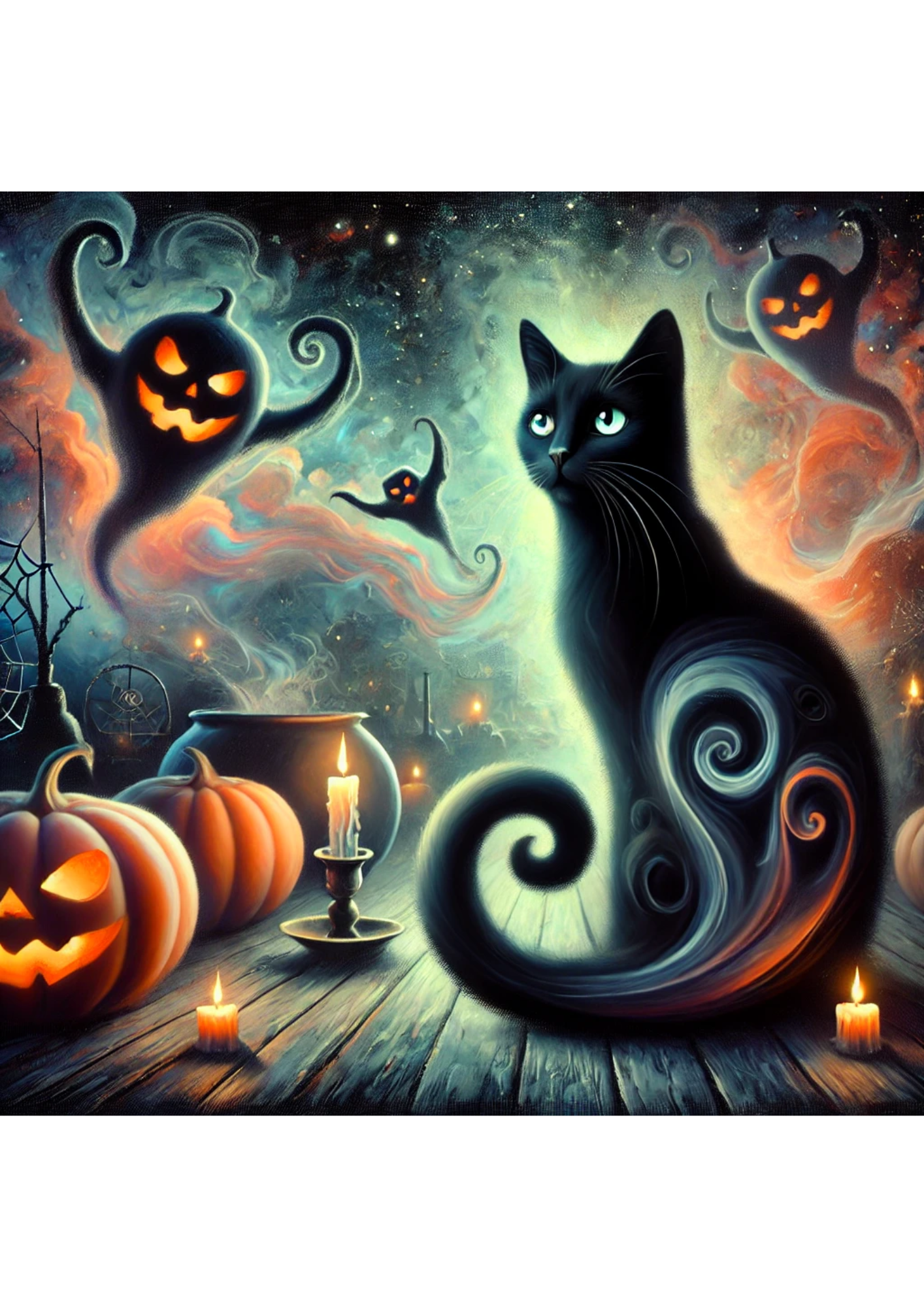 Sticker Sheet / Greeting Card – Cat Surreal Halloween 2 Full Cat. No. 2910